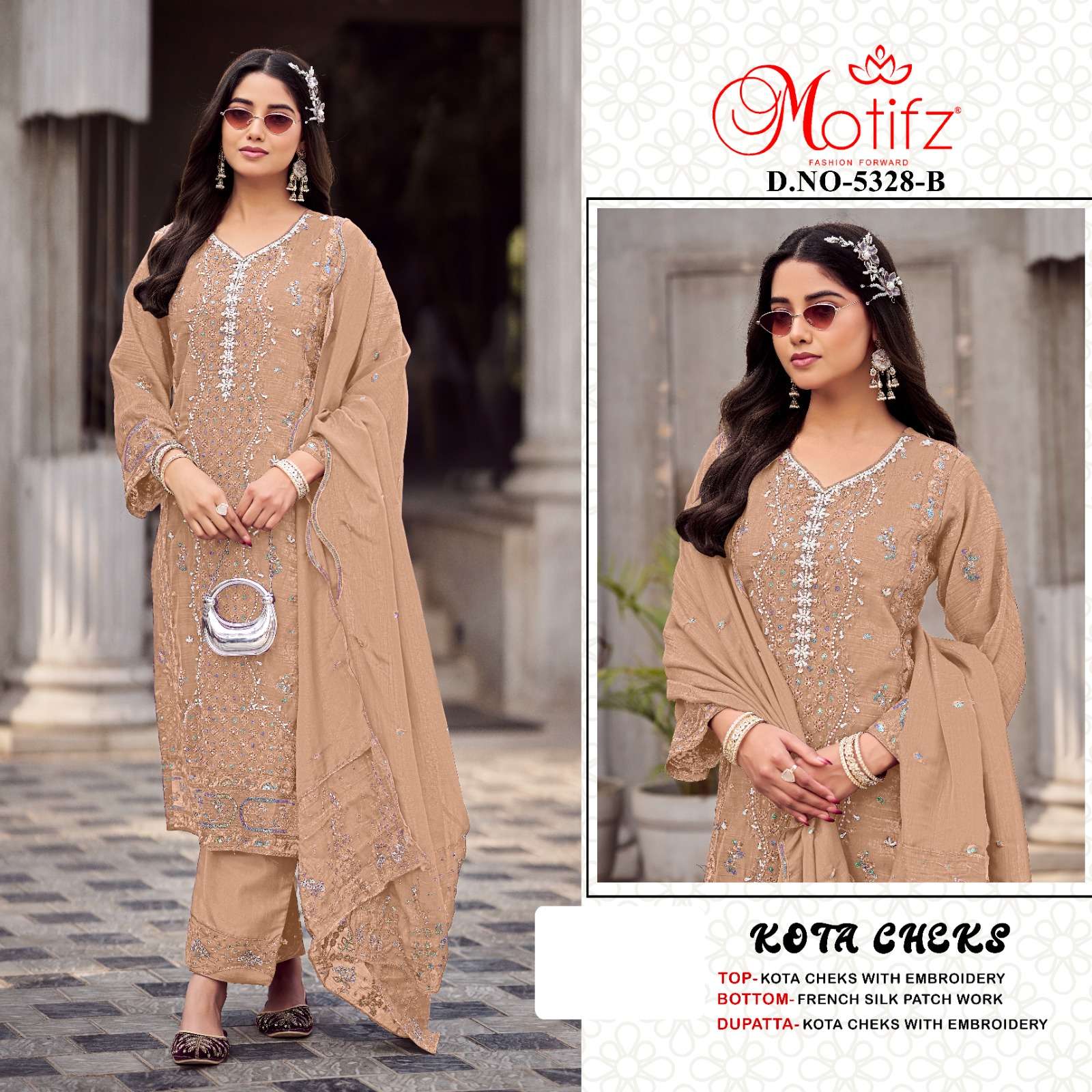 MOTIFZ 5328 KOTA CHEKS KHATLI WORK SALWAR SUIT HEAVY TYPE CELEBRATION RESELLER